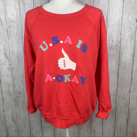 🔥WILDFOX🔥U.S.A. IS A-OKAY Sommers Sweater Rare July 4th Patriotic Top XS NWT - Picture 6 of 8